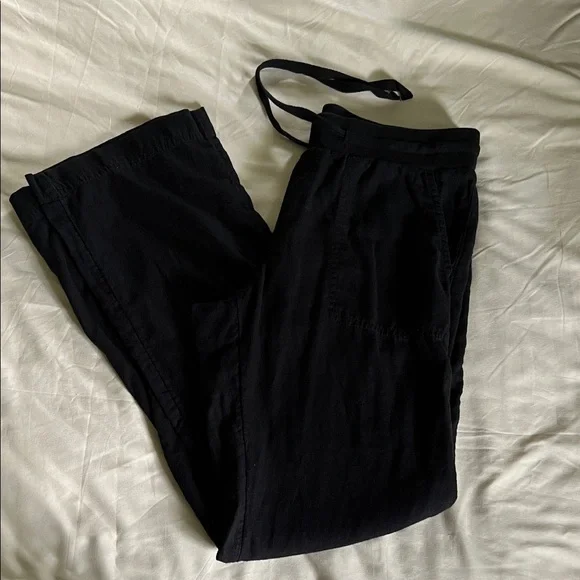 Caslon Linen Blend Black Straight Wide Leg Women's Pants Size XS - Picture 1 of 12